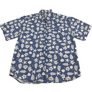 Robert Stock Shirt‎ Mens Medium Blue Hawaiian Aloha Trible